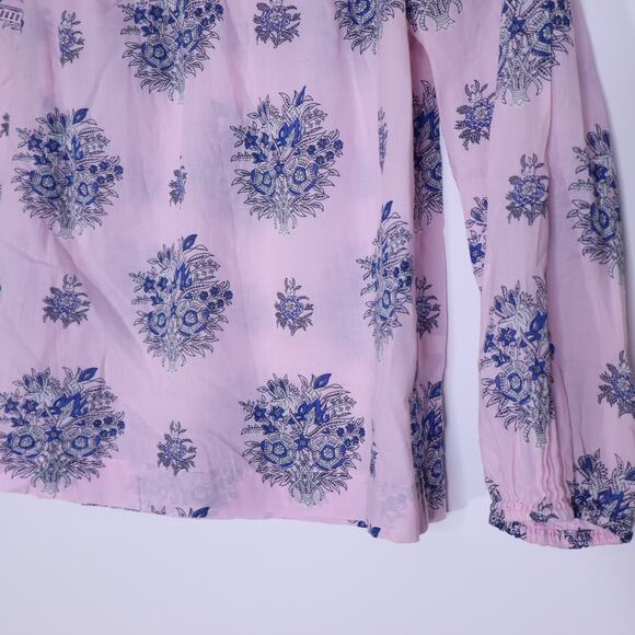 POINT SUR Royal Block Print Popover Blouse Lavender Mist Long Sleeve Women's XXS - Picture 5 of 10